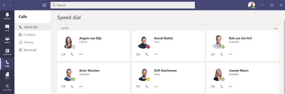 Bellen via Microsoft Teams - Telefoonboek